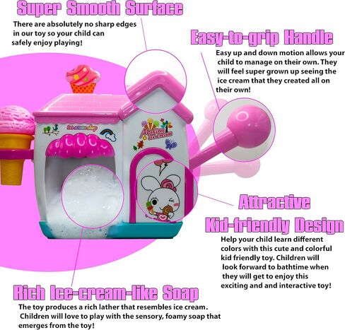 Bath Tub Toys for Kids Ages 4-8- Pretend Ice Cream Toy Bath Bubble Maker Foam Bath Toy Set-No Hole Mold Free Bath Toys for Toddlers 1-3-Boy Girl-Birthday Gift Ideas in Saudi Arabia