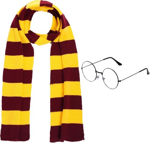 مجموعة إكسسوارات أزياء الساحر، نظارات ساحرة مبتكرة ووشاح محبوك مخطط لحفلات أعياد الميلاد والهالوين in Kuwait