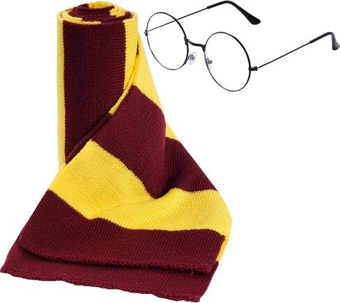 مجموعة إكسسوارات أزياء الساحر، نظارات ساحرة مبتكرة ووشاح محبوك مخطط لحفلات أعياد الميلاد والهالوين in Kuwait