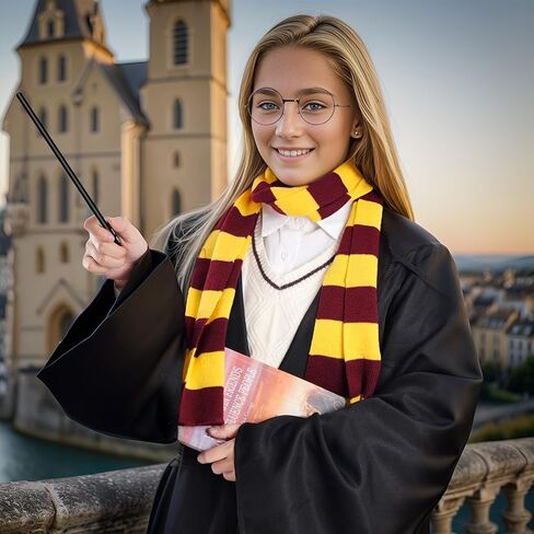 مجموعة إكسسوارات أزياء الساحر، نظارات ساحرة مبتكرة ووشاح محبوك مخطط لحفلات أعياد الميلاد والهالوين in Kuwait