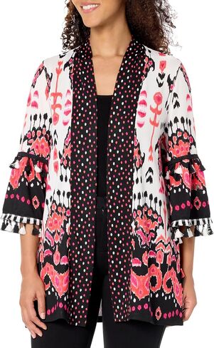 MULTIPLES Women's Three Quarters Flounce Sleeve Drop Shoulder Band Collar Jacket in Saudi Arabia