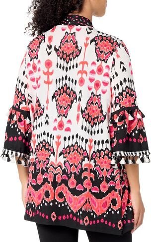 MULTIPLES Women's Three Quarters Flounce Sleeve Drop Shoulder Band Collar Jacket in Saudi Arabia
