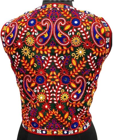 CRAZYBACHAT Crazy Bachat Women's Kutchi Work Readymade Indian Designer Style Koti Jacket Green Color in Saudi Arabia
