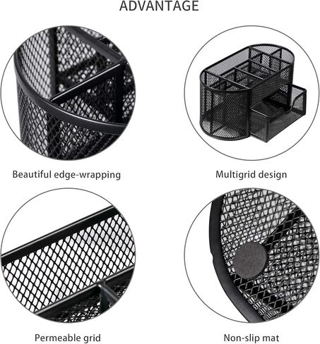 منظم مكتب، منظمات حامل أقلام للوازم المكتبية، تخزين منظمة مكتبية شبكية متعددة الوظائف مع 8 مقصورات ودرج واحد للقرطاسية البيضاوية لمستلزمات المكتب والمدرسة والمنزل in Kuwait