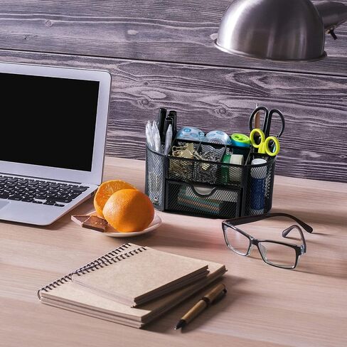 منظم مكتب، منظمات حامل أقلام للوازم المكتبية، تخزين منظمة مكتبية شبكية متعددة الوظائف مع 8 مقصورات ودرج واحد للقرطاسية البيضاوية لمستلزمات المكتب والمدرسة والمنزل in Kuwait