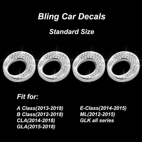 Car Bling Door Lock Pull Rod Bolt Covers, Suit with Mercedes Benz Car, 4 Pack Bling Accessories Door Decals Cover (Oval) in Saudi Arabia