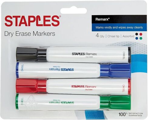 ستابلز 2056102 أقلام تحديد للمسح الجاف من ريماركس، نقاط إزميل متنوعة، 4/عبوة (29205) in Kuwait