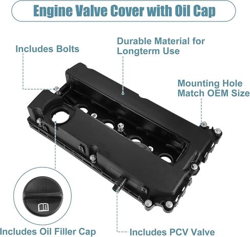 X AUTOHAUX Engine Valve Cover with Gasket Oil Cap for Chevrolet Cruze 2011-2016 for Sonic 2012-2018 for Aveo Trax for Pontiac G3 Cylinder Head Cover No.55564395/55558673 Valve Rocker Cover in Saudi Arabia