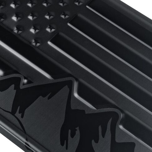 American Flag with Mountains License Plate. Embossed 3D Aluminum (Black on Matt Black) in Kuwait