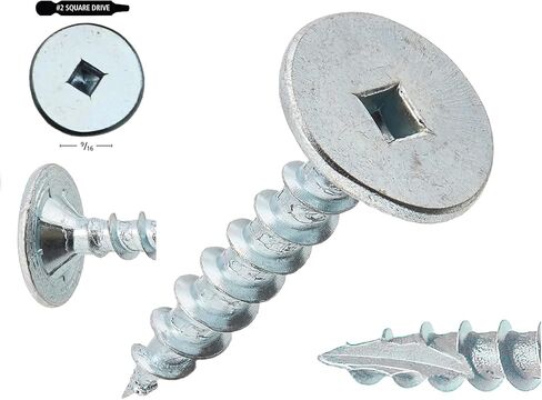 FastCap Professional PowerHead #10 Wood Screw, 1-1/4" Length, 9/16" Head, Self-Tapping, Zinc Coated, Square Drive, Type 17 Point. The Ultimate Strength & Holding Power. (200 Pieces) in Saudi Arabia