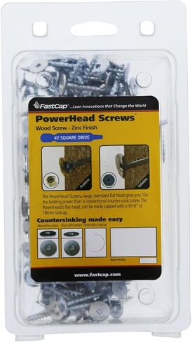 FastCap Professional PowerHead #10 Wood Screw, 1-1/4" Length, 9/16" Head, Self-Tapping, Zinc Coated, Square Drive, Type 17 Point. The Ultimate Strength & Holding Power. (200 Pieces) in Saudi Arabia