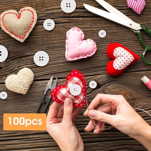 100 قطعة من أزرار الراتنج للخياطة، أزرار خياطة مسطحة 5 مقاسات 4 فتحات بيضاء لأزرار DIY مع صندوق تخزين، أزرار مستديرة مختلطة للحرف اليدوية والخياطة وتزيين العطلات (أبيض) in Saudi Arabia