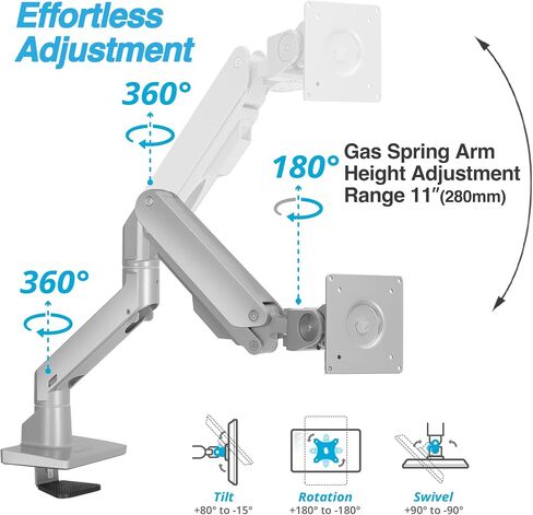 AVLT Single 34"-57" Monitor Arm Desk Mount fits One 44 lbs Heavy Duty Monitor Full Motion Height Swivel Tilt Rotation Adjustable Monitor Black Arm VESA 200x200 200x100 100x100 75x75 in Kuwait