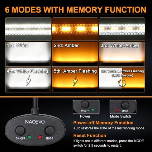 NAOEVO 12 بوصة 420 واط LED ضوء بار 2 قطعة 4 بوصة 120 واط ضوء القرون العنبر الأبيض ستروب الضباب قبالة الطريق الخفيفة 6 طرق مع مجموعة تسخير الأسلاك - 3 الرصاص لشاحنة جيب جرار in Kuwait