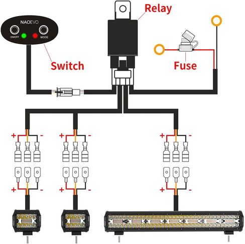 NAOEVO 12 بوصة 420 واط LED ضوء بار 2 قطعة 4 بوصة 120 واط ضوء القرون العنبر الأبيض ستروب الضباب قبالة الطريق الخفيفة 6 طرق مع مجموعة تسخير الأسلاك - 3 الرصاص لشاحنة جيب جرار in Kuwait