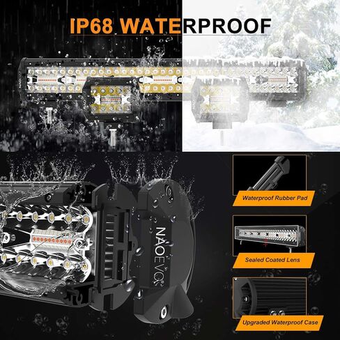 NAOEVO 12 بوصة 420 واط LED ضوء بار 2 قطعة 4 بوصة 120 واط ضوء القرون العنبر الأبيض ستروب الضباب قبالة الطريق الخفيفة 6 طرق مع مجموعة تسخير الأسلاك - 3 الرصاص لشاحنة جيب جرار in Kuwait