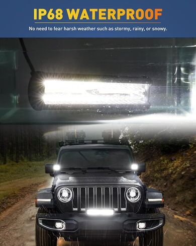 NAOEVO 12Inch 420W LED Light Bar 2PCS 4Inch 120W Light Pods Amber White Strobe Fog Off Road Light 6 Modes with Wiring Harness Kit-3 Lead for Truck Jeep Tractor in Saudi Arabia