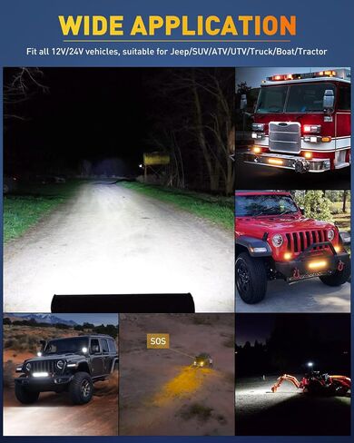 NAOEVO 12Inch 420W LED Light Bar 2PCS 4Inch 120W Light Pods Amber White Strobe Fog Off Road Light 6 Modes with Wiring Harness Kit-3 Lead for Truck Jeep Tractor in Saudi Arabia