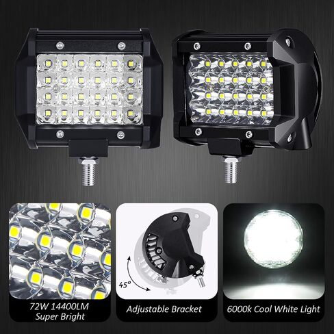 12 Pack LED Pods 72w 14400lm Light LED Bar Flood Spot Combo LED Off Road Lights Boat Lights Driving Lights Fog Lights Waterproof Pods LED Light for Truck ATV UTV SUV Boat (7 Inch) in Saudi Arabia