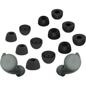 [6 Pairs] Pixel Buds A-Series 【 Memory Foam & Silicone 】 Ear Tips, Soft Replacement Comfortable Earbuds Eartips Gel Compatible with Google Pixel Buds A-Series 532534 Black