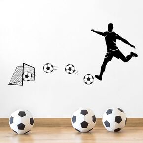3D Soccer Wall Sticker, 40.94x19.68in Waterproof Wall Decals Playing Soccer Pattern PVC Self-Adhesive Football Wallpaper Sports Posters Wall Art Decor for Boys Kids Bedroom Home Party Decoration