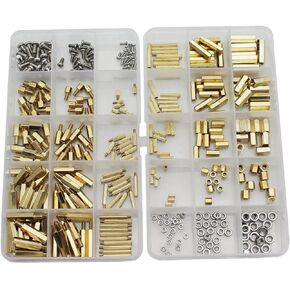 Raogoodcx® 360pcs M2 M3 M4 Male Female Brass Spacer Standoff Screw Nut Assortment Kit with Box
