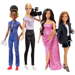 Barbie Careers Set of 4 Dolls & Accessories, Women in Film with Studio Executive, Director, Cinematographer & Movie Star in Removable Looks