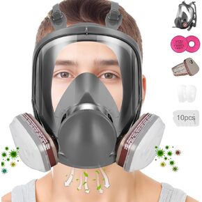 Full Face Respirator Mask with Filters - Gas Mask with 2097 & 6001CN Filters and Anti-fog Gas Cover Against Dust, Organic Vapor for Paint, Welding, Chemicals, Epoxy Resin, Sanding, Woodworking