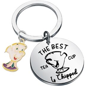 AKTAP Belle and the Beast Keychain Mrs. Potts And Chip Keychain Fairytale Jewelry Gifts for Chip Cup Fans