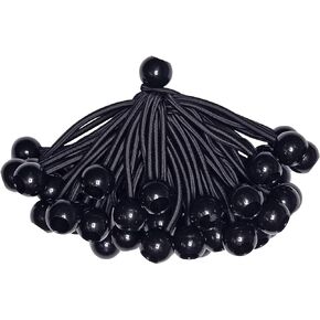 50-Piece YELIER Ball Bungee Cord (Black, 4"), UV Resistant, Antioxidant, Secure Tie Down