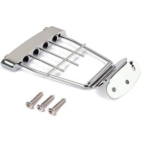 ULTNICE 4 String Guitar Trapeze Tailpiece Adjustable Guitar Tailpiec Bridge with Screws for Archtop Jazz Bass Guitar 15mm Spacing