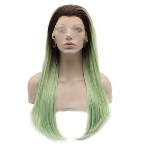 Mxangel Long Straight Hot Pink Synthetic lace Front Costume Party Wig