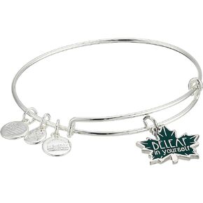 Alex and Ani Women's Color Infusion Be Leaf in Yourself EWB Bracelet, Shiny Silver