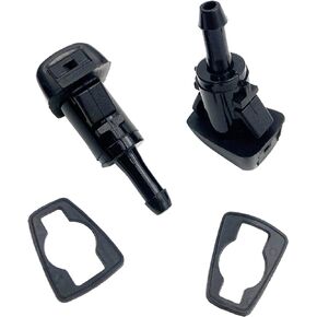 Front Windshield Washer Nozzles Compatible for Select Chrysler Dodge Jeep Ram Models with 2 Rubber Gasket Replace# 5303833AA, 5116079AA, 4805742AB, 5113049AA, 55077460AA, 5160308AA
