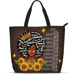 African American Black Women Tote Bag Black Girl Magic Shoulder Handbag For Work Travel Beach Shopping