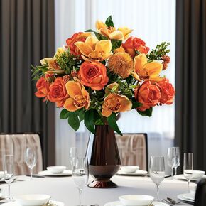 2PCS Artificial Flowers Indoor-Silk Flower Arrangement Fake Flower Arrangement Artificial Flowers Outdoors Table Centerpiece Realistic Faux Flower for Wedding Party Cake Home Decor