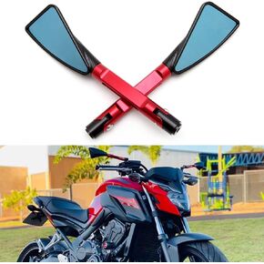 JMTBNO 8mm 10mm Universal CNC Motorcycle Handlebar End Mirror, Motorcycle Side Rearview Mirrors for Street bike Sport bike Dirt bike Cruiser Chopper Scooter(Black)