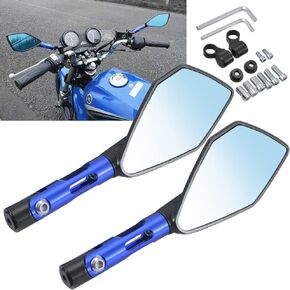 KATUR Motorcycle Handlebar End Mirrors Rear View Mirror Red Motorbike Anti Glare Bluish Hawk-Eye Mirrors 8MM 10MM Clockwise Threaded Bolts Mounts