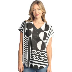 Jess & Jane Pop Art Dolman Cap Sleeve Top - 60-1512