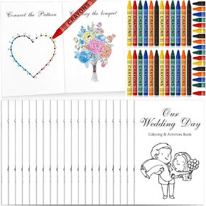 Spakon 20 Set Wedding Activity Book Wedding Coloring Books for Kids Boy Girl Wedding Favors for Kids Wedding Games Favors Reception, 20 Pages, Crayons Included