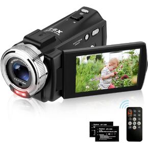 ORDRO Video Camera Camcorder Full HD 1080P 30FPS 30MP Digital Camera Recorder IR Night Vision Camcorder Kids Vlogging Camera for YouTube, 3.0 Inch LCD Screen 16X Zoom Camera with 2 Batteries(V12)