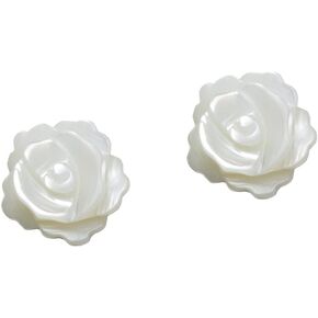Cute Shell Pearl Flower Stud Earrings for Women Girls S925 Sterling Silver Hypoallergenic Small White Rose Floral Statement Cartilage Tragus Post Pin Fashion Birthday Wedding Jewelry Gifts