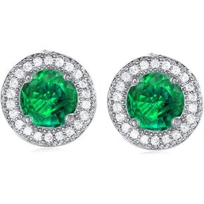 Cate & Chloe Mariah 18k Gold Plated Round Cut CZ Halo Stud Earrings, Sparkling Cluster Stud Earring Set w/Solitaire Round Cut Gemstone, Wedding Anniversary Jewelry