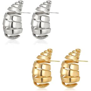 Gold Earrings Trendy, Waterdrop Hoops Earrings, Drop Stud Gold Statement Earrings for Women Girls Jewelry Gift