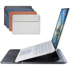 3-in-1 Laptop Sleeve Protective PU Leather Case Waterproof Shockproof Magnetic Closure Adjustable Stand Built in Mouse Pad Lightweight 14-16 Inch Laptop and Tablet Universal Fit Portable Durable, Blue