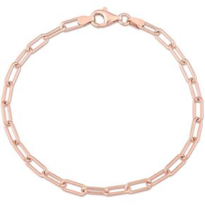 Italian 925 Sterling Silver Paperclip Link Bracelet - for Men & Women - 3.5mm, 5mm, 6mm - Available in Sterling Silver, Yellow Gold Plated Sterling Silver or Rose Gold Plated Sterling Silver - 9 inch or 7.5 inch Lengths