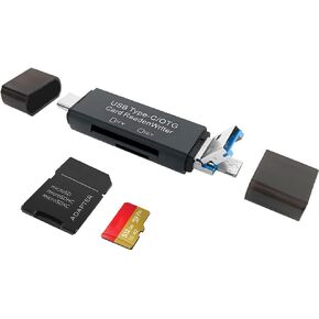 SD/Micro SD Memory Card Reader, BorlterClamp USB C SD/TF Card Reader Micro-USB OTG Card Reader Compatible with PC, Laptop, MacBook, Smartphone