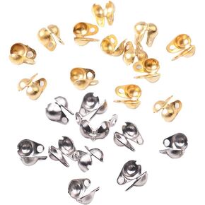 200 PCS Open Bead Tips Knot Covers Clamshell End Cap Crimps Beads Ball Chain Connector Clasp for Jewelry Craft Making 1.5mm