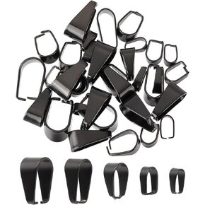 SUNNYCLUE 1 Box 40Pcs Pinch Bails Stainless Steel Bails Black Snap on Bails Pendant Bail Connector Pinch 7/8/10/12/13mm Open Clasp Hook Bail Ice Pick Pinch Bails for Jewelry Making Findings DIY Craft