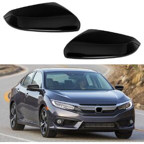 Black Side Mirror Cover Compatible with Honda Civic 2016 2017 2018 2019 2020 2021, Side Mirror Cover Cap Housing, Direct Replacement